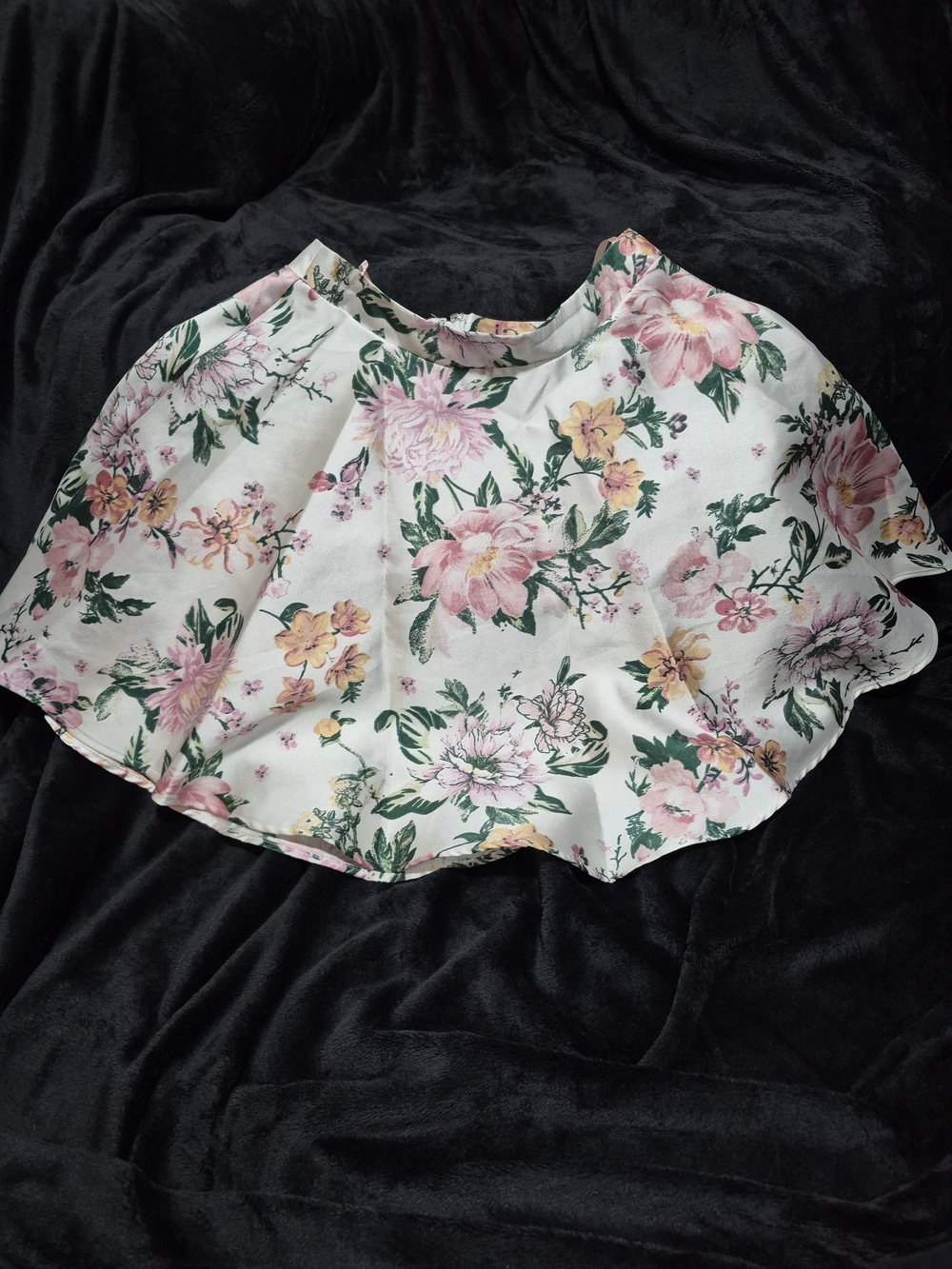 Floral Pink & Cream Skirt with Green Leaf Accents, Princess Skirt